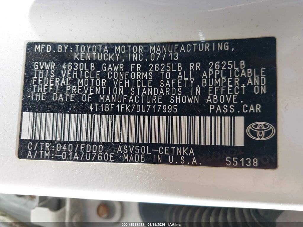 4T1BF1FK7DU717995 2013 TOYOTA CAMRY photo no. 9