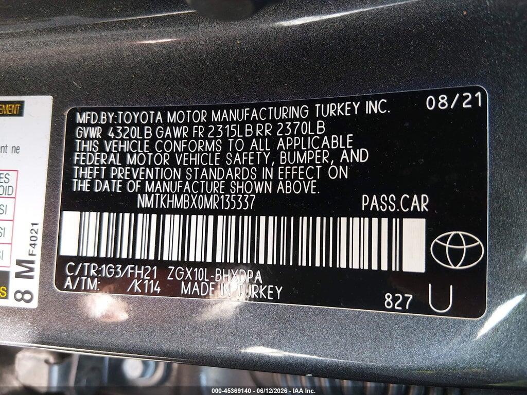 NMTKHMBX0MR135337 2021 TOYOTA C-HR photo no. 9