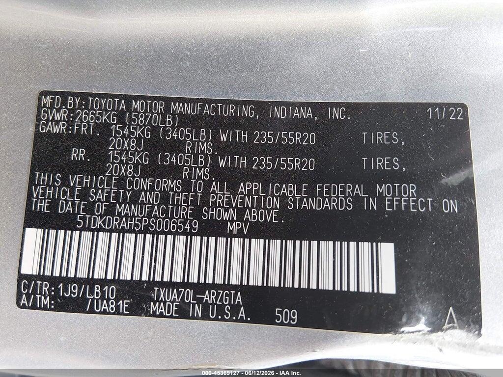 5TDKDRAH5PS006549 2023 TOYOTA HIGHLANDER photo no. 9