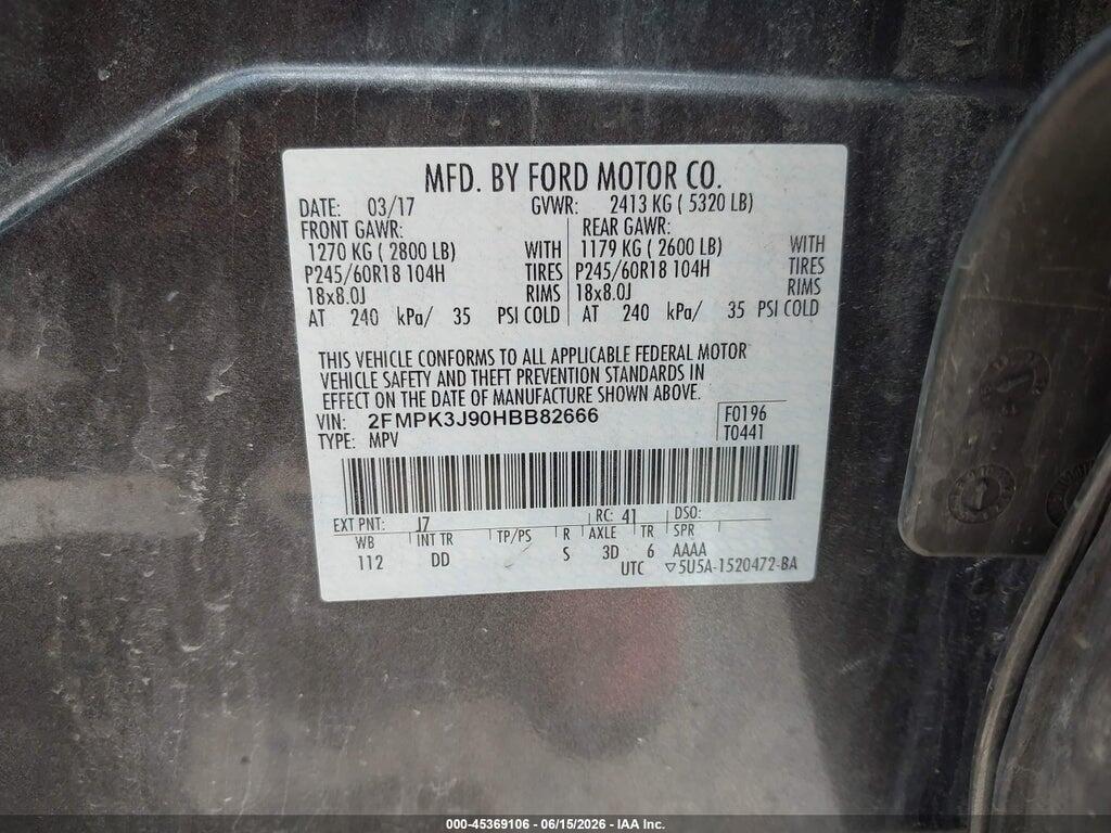 2FMPK3J90HBB82666 2017 FORD EDGE photo no. 9