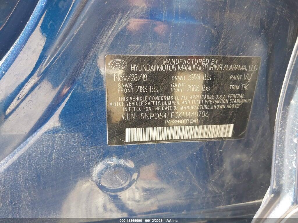 5NPD84LF3KH440706 2019 HYUNDAI ELANTRA photo no. 9