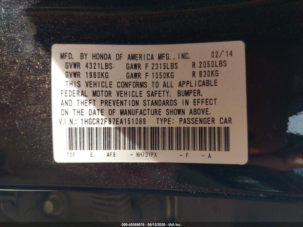 1HGCR2F87EA151089 2014 HONDA ACCORD photo no. 9
