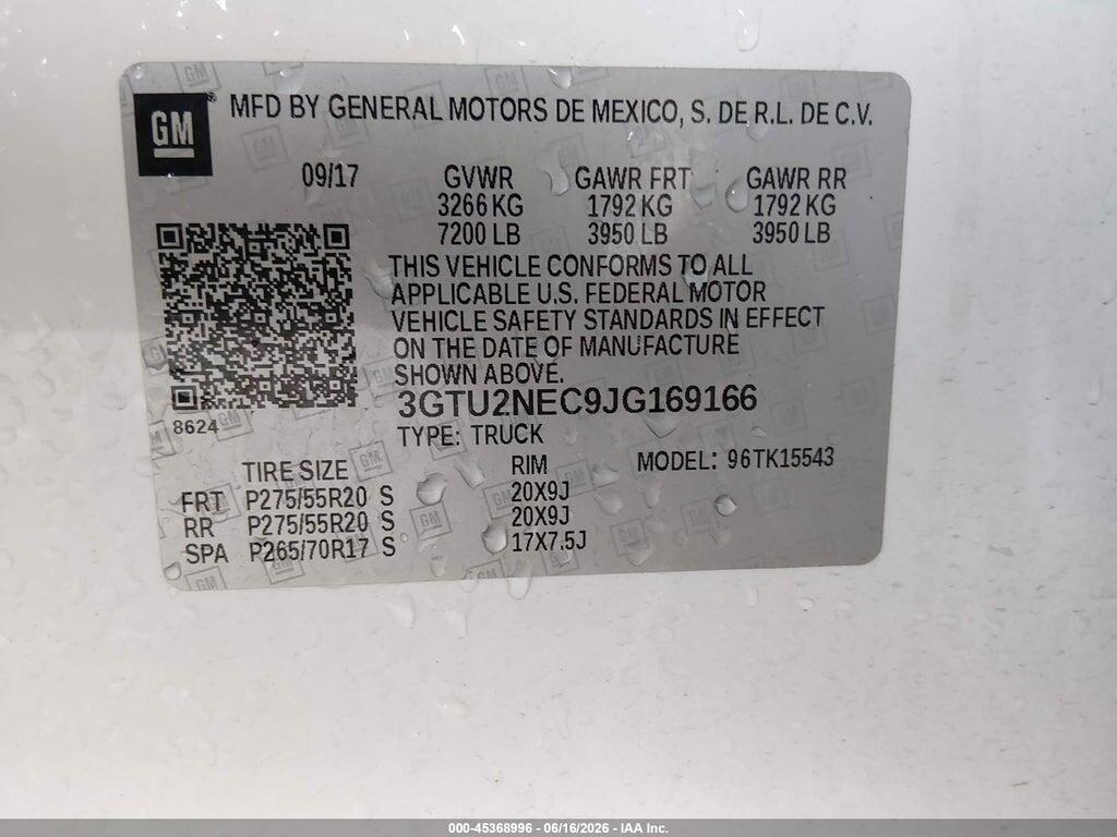 3GTU2NEC9JG169166 2018 GMC SIERRA 1500 photo no. 9
