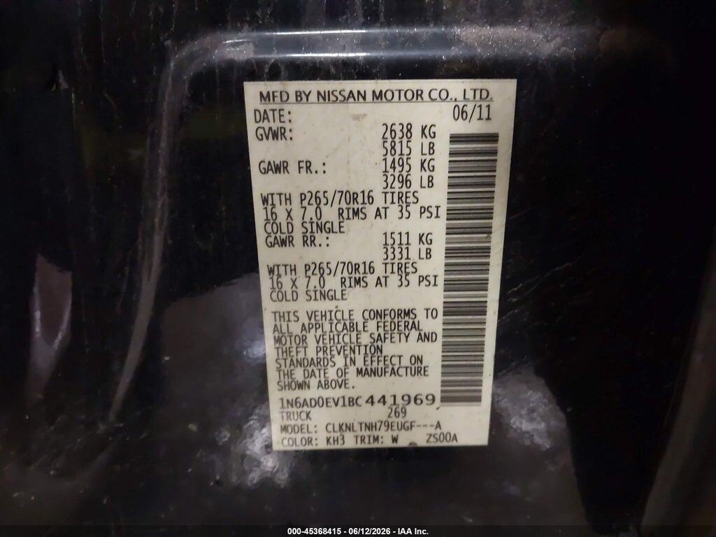 1N6AD0EV1BC441969 2011 NISSAN FRONTIER photo no. 9