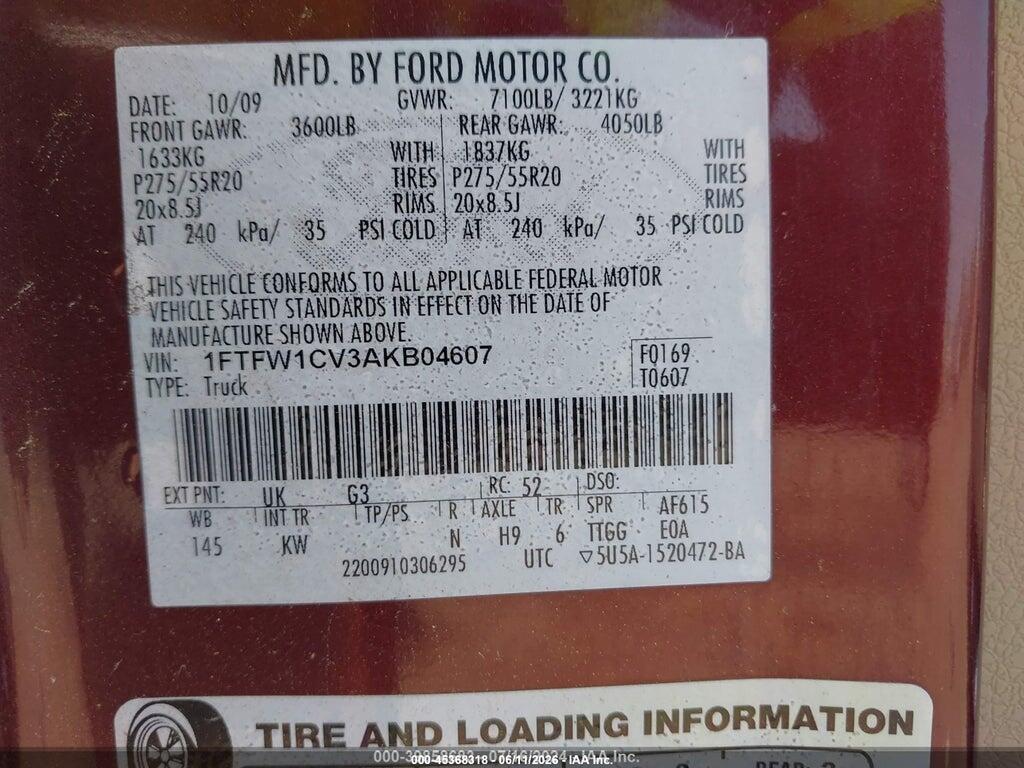 1FTFW1CV3AKB04607 2010 FORD F-150 photo no. 9