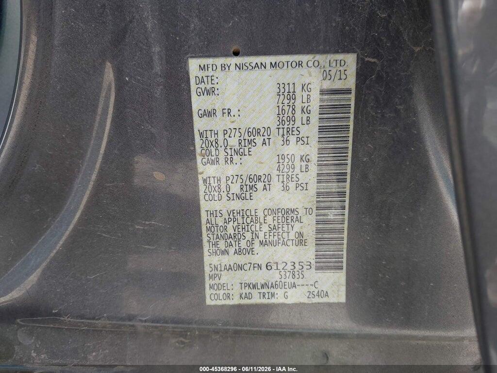 5N1AA0NC7FN612353 2015 NISSAN ARMADA photo no. 9