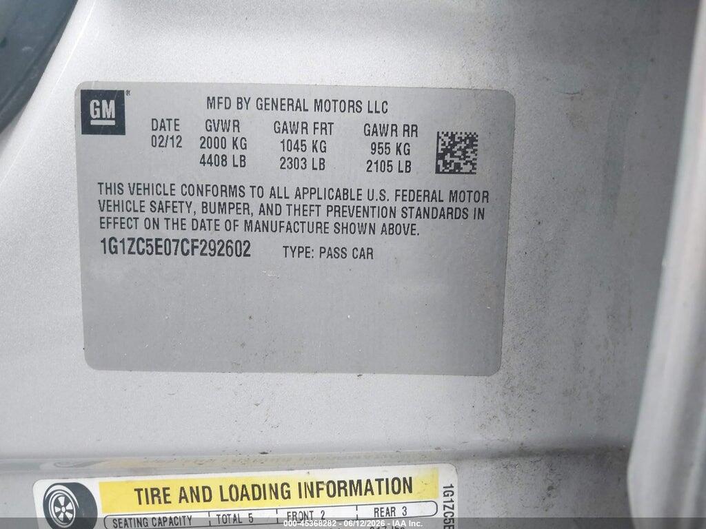 1G1ZC5E07CF292602 2012 CHEVROLET MALIBU photo no. 9