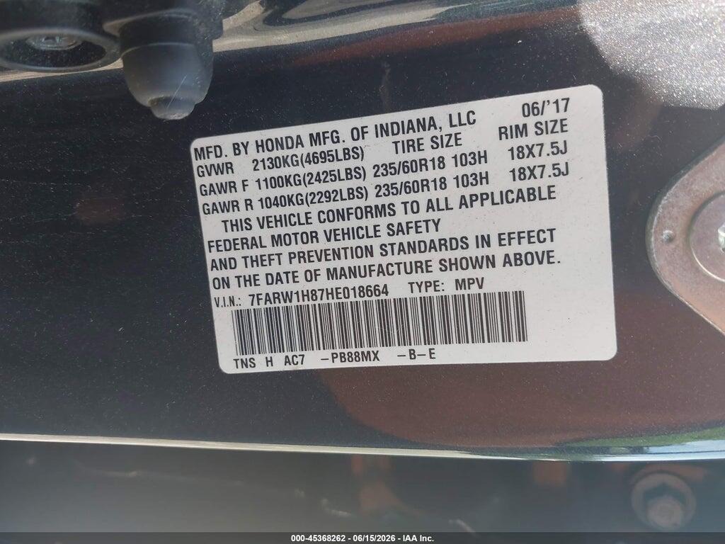 7FARW1H87HE018664 2017 HONDA CR-V photo no. 9