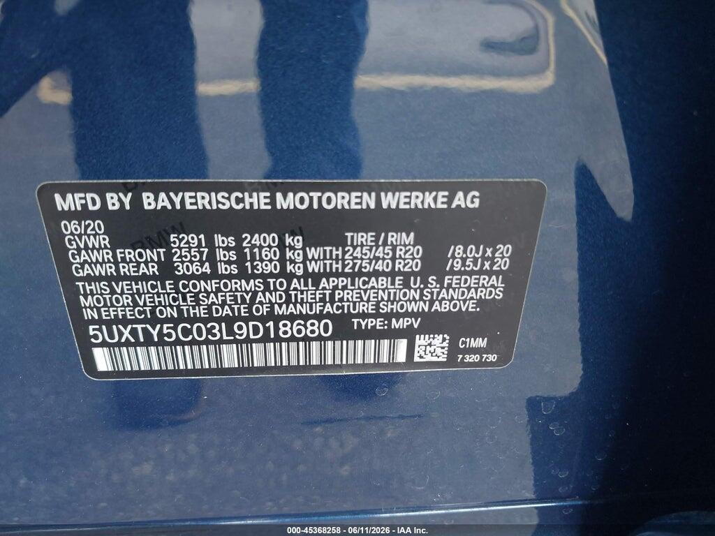5UXTY5C03L9D18680 2020 BMW X3 photo no. 9