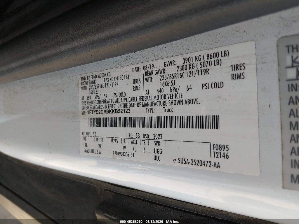 1FTYE2CM9KKB52123 2019 FORD TRANSIT-150 photo no. 9