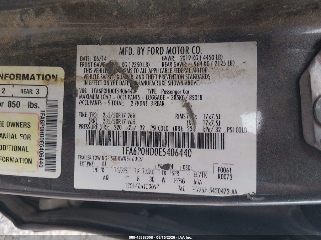 1FA6P0HD0E5406440 2014 FORD FUSION photo no. 9