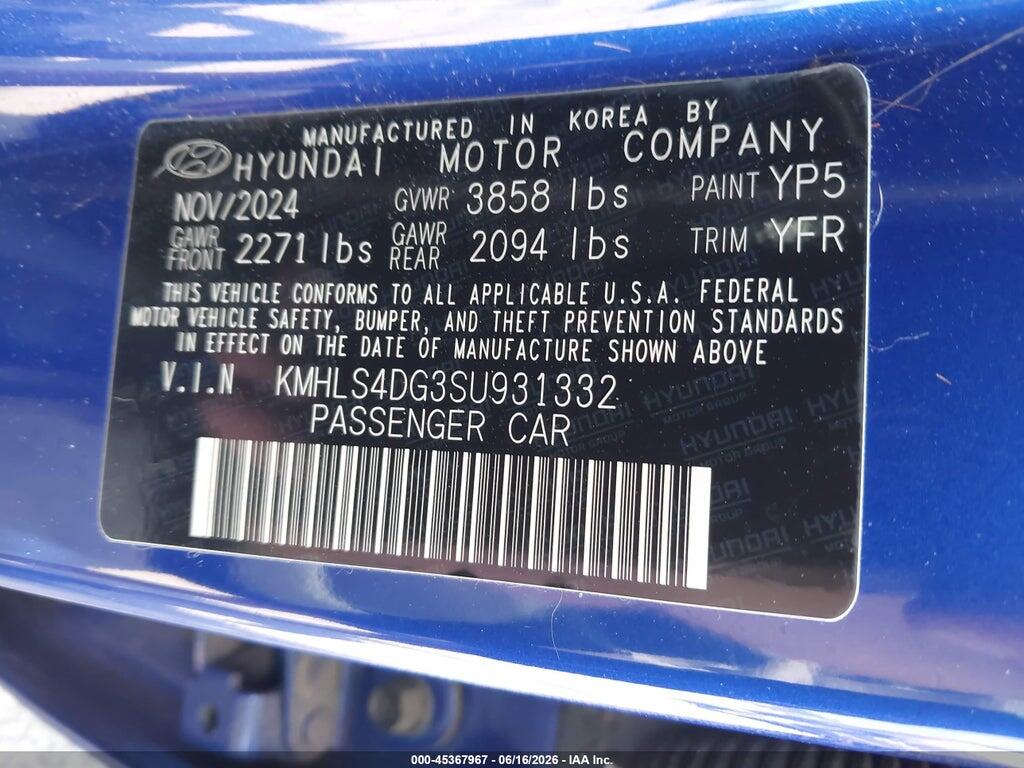 KMHLS4DG3SU931332 2025 HYUNDAI ELANTRA photo no. 9