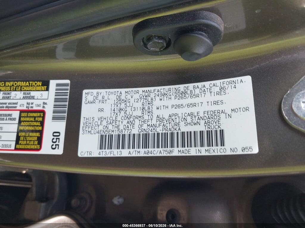 3TMLU4EN5EM158772 2014 TOYOTA TACOMA photo no. 9