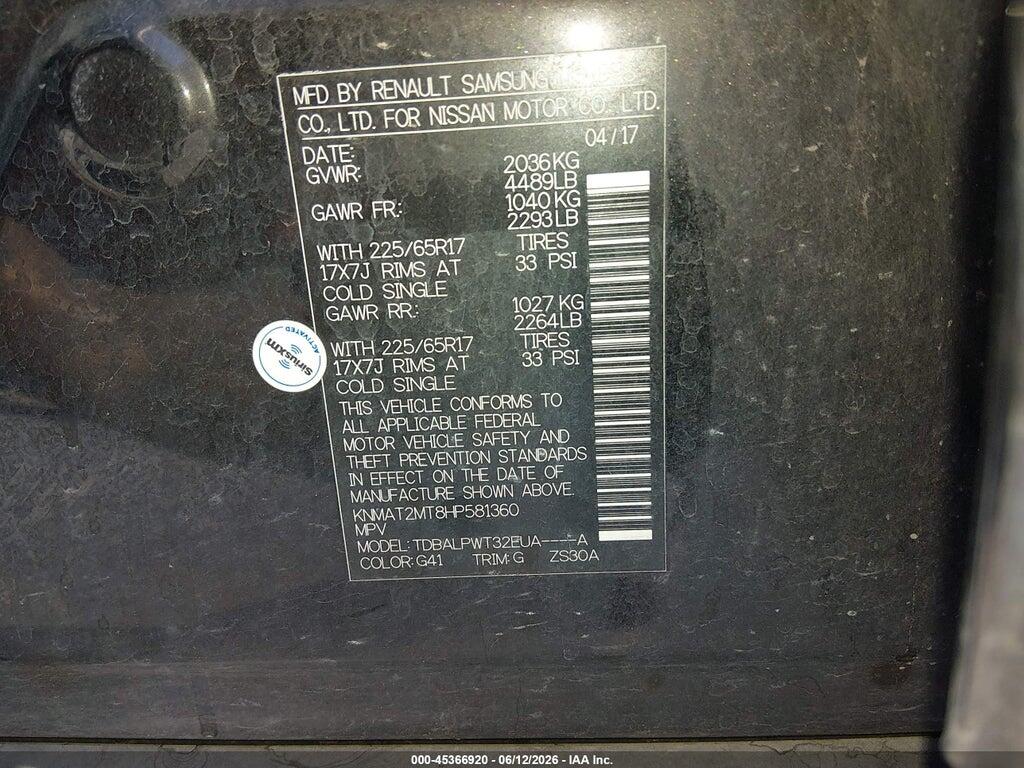 KNMAT2MT8HP581360 2017 NISSAN ROGUE photo no. 9