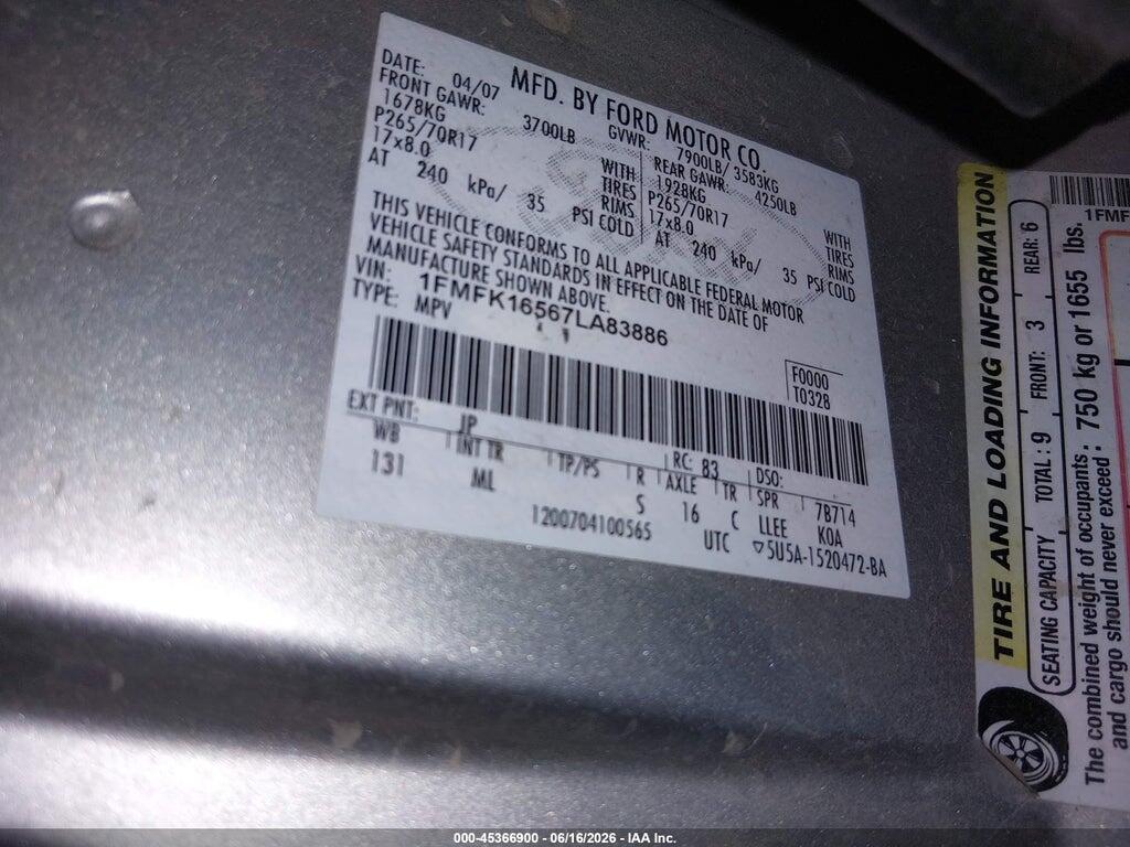 1FMFK16567LA83886 2007 FORD EXPEDITION EL photo no. 9