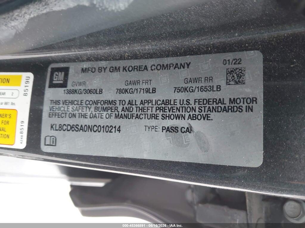 KL8CD6SA0NC010214 2022 CHEVROLET SPARK photo no. 9