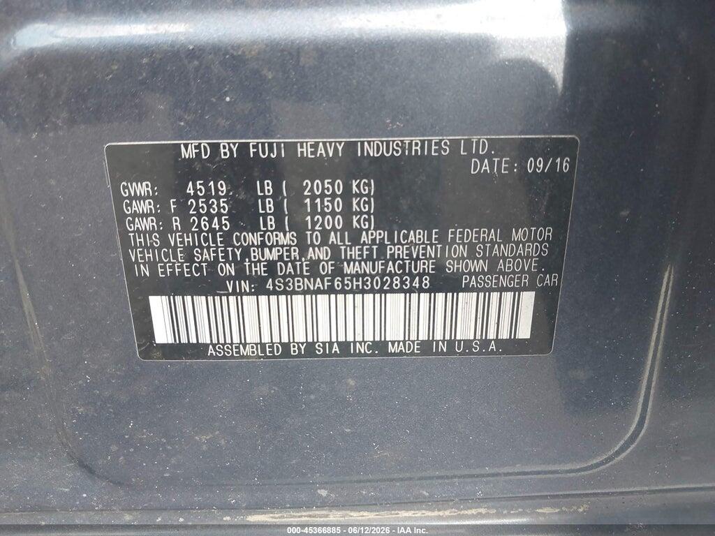 4S3BNAF65H3028348 2017 SUBARU LEGACY photo no. 9