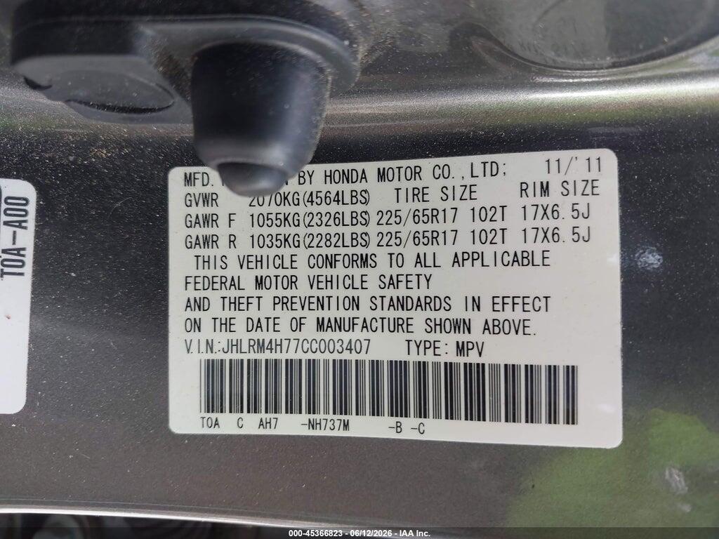 JHLRM4H77CC003407 2012 HONDA CR-V photo no. 9