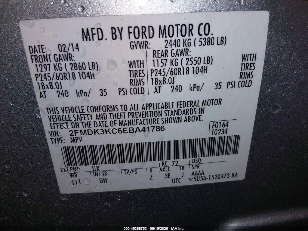 2FMDK3KC6EBA41786 2014 FORD EDGE photo no. 9