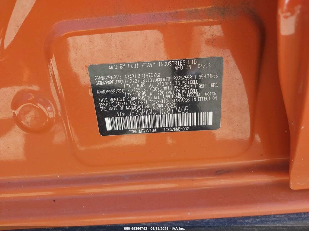 JF2GPAVC5D2877405 2013 SUBARU XV CROSSTREK photo no. 9