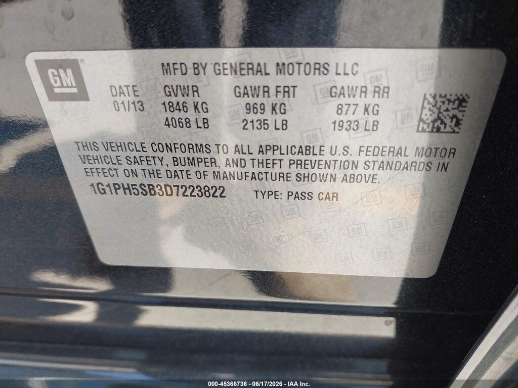 1G1PH5SB3D7223822 2013 CHEVROLET CRUZE photo no. 9
