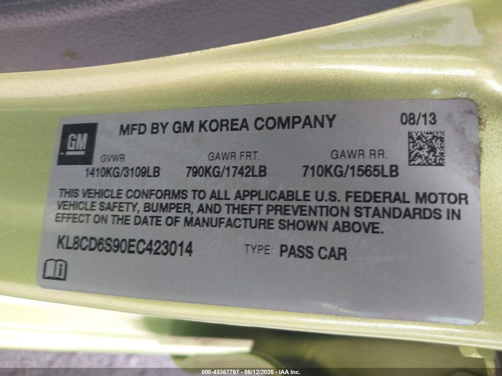 KL8CD6S90EC423014 2014 CHEVROLET SPARK photo no. 9