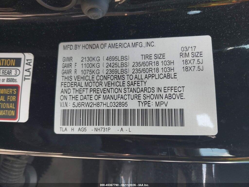 5J6RW2H87HL032895 2017 HONDA CR-V photo no. 9
