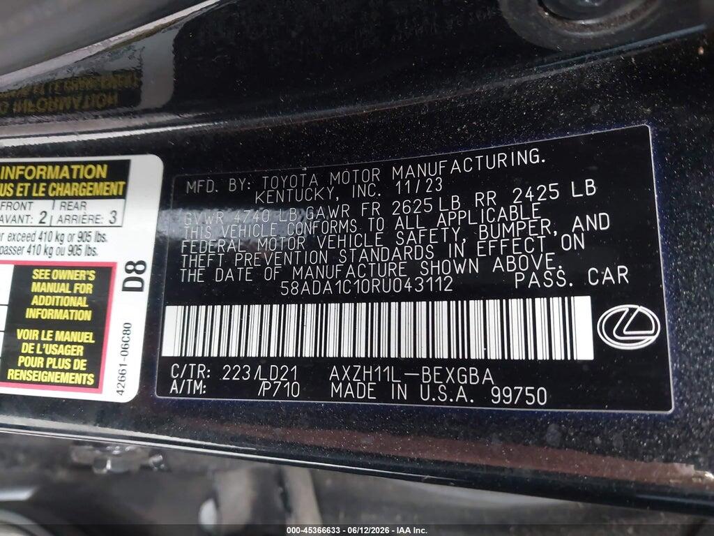58ADA1C10RU043112 2024 LEXUS ES 300H photo no. 9