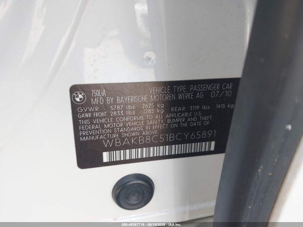WBAKB8C51BCY65891 2011 BMW 750LI photo no. 9