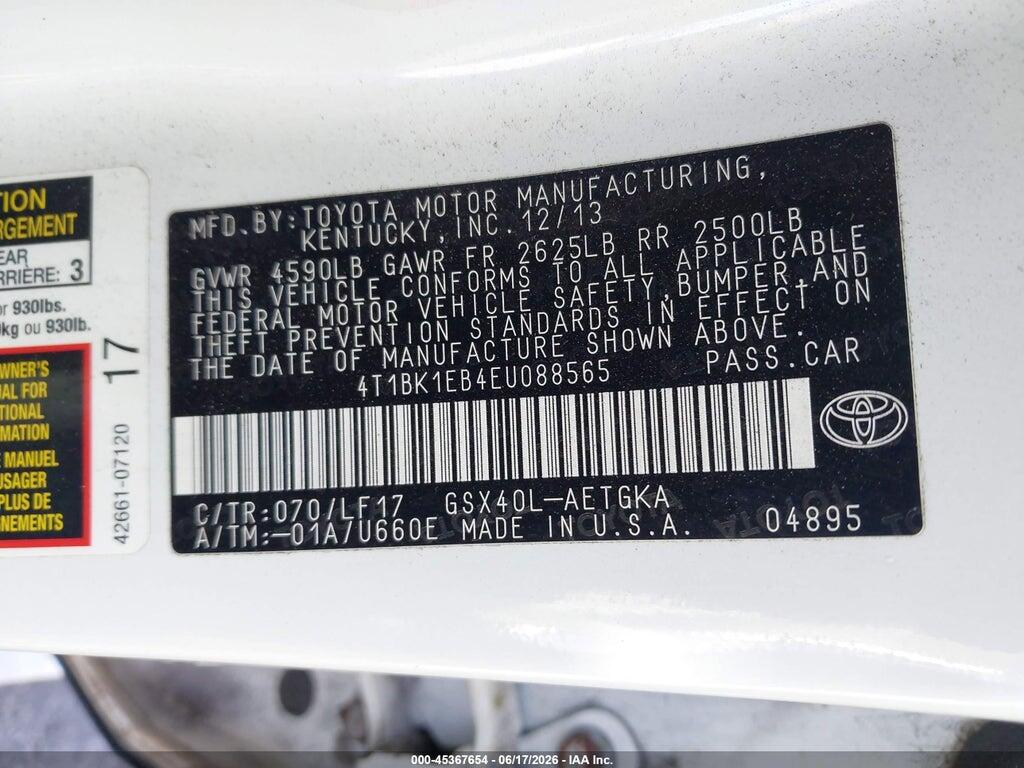 4T1BK1EB4EU088565 2014 TOYOTA AVALON photo no. 9