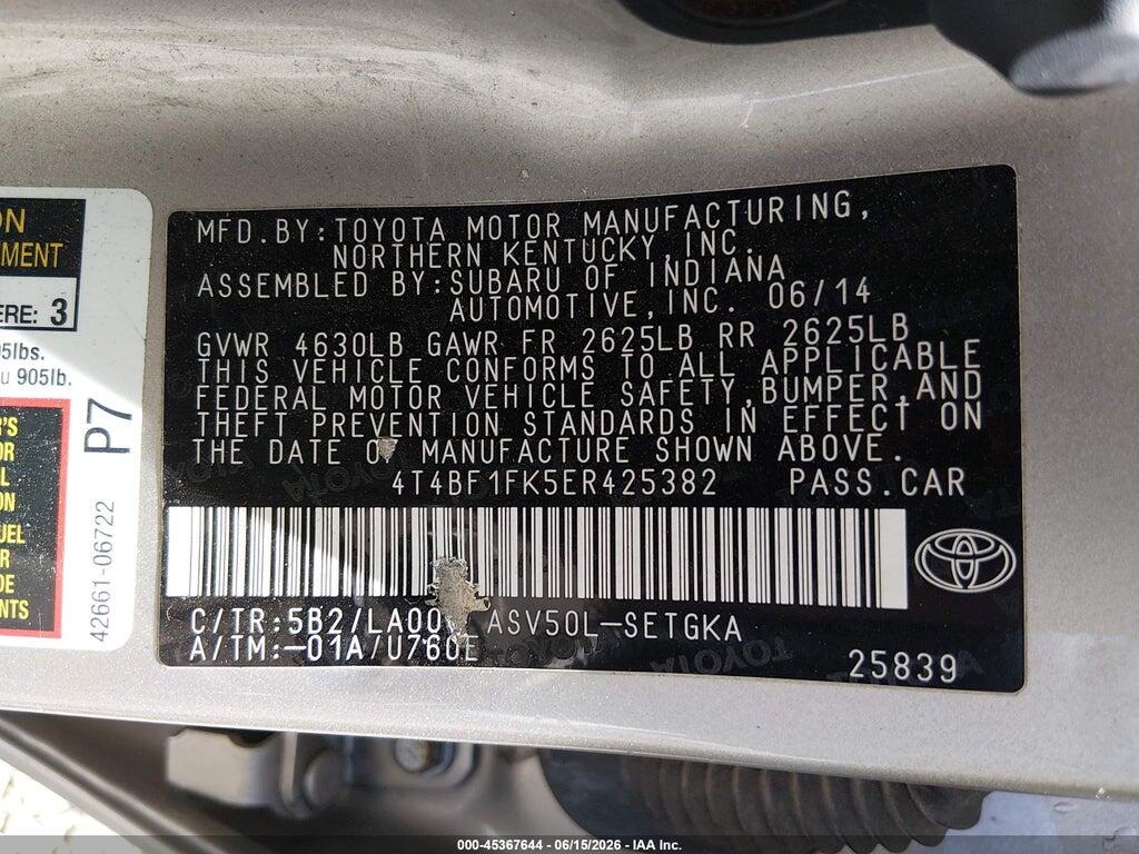 4T4BF1FK5ER425382 2014 TOYOTA CAMRY photo no. 9