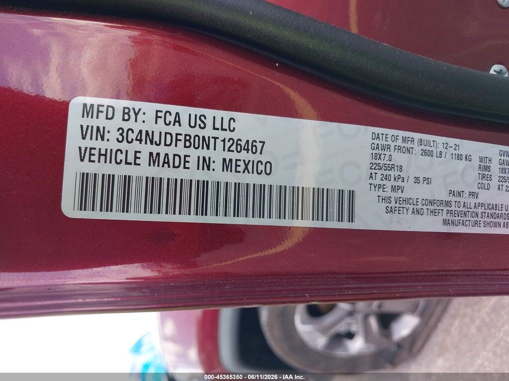3C4NJDFB0NT126467 2022 JEEP COMPASS photo no. 9