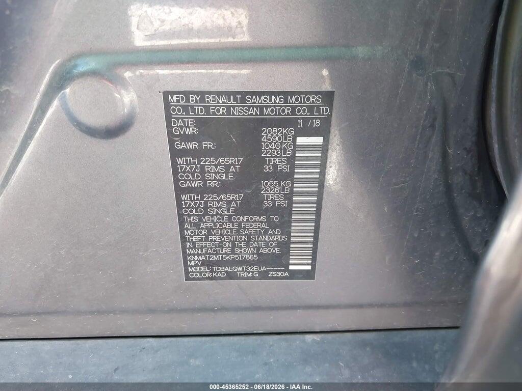 KNMAT2MT5KP517865 2019 NISSAN ROGUE photo no. 9