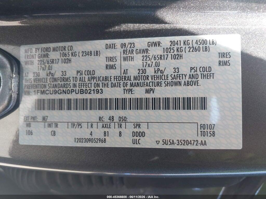 1FMCU9GN0PUB02193 2023 FORD ESCAPE photo no. 9