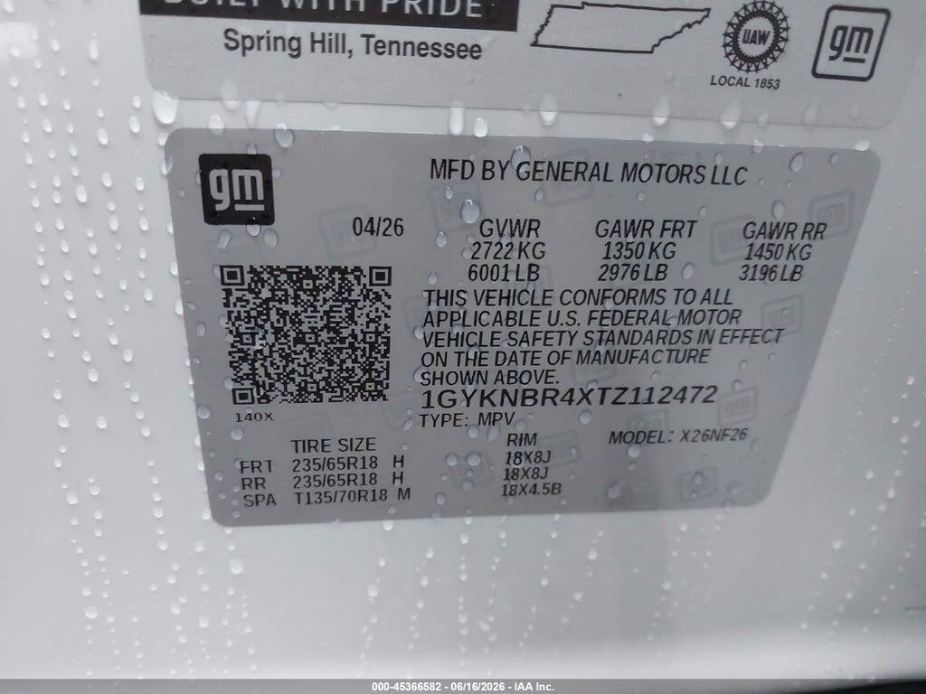1GYKNBR4XTZ112472 2026 CADILLAC XT5 photo no. 9