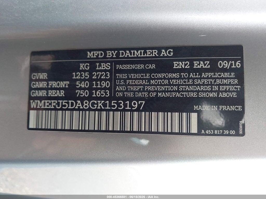 WMEFJ5DA8GK153197 2016 SMART FORTWO photo no. 9