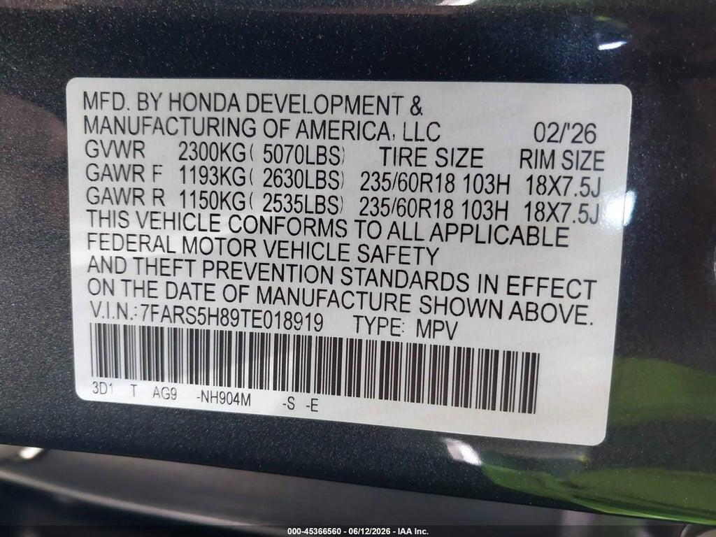7FARS5H89TE018919 2026 HONDA CR-V HYBRID photo no. 9