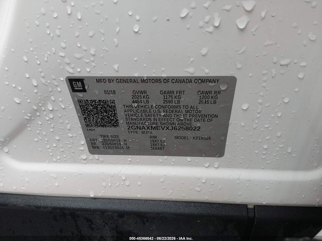 2GNAXMEVXJ6258022 2018 CHEVROLET EQUINOX photo no. 9