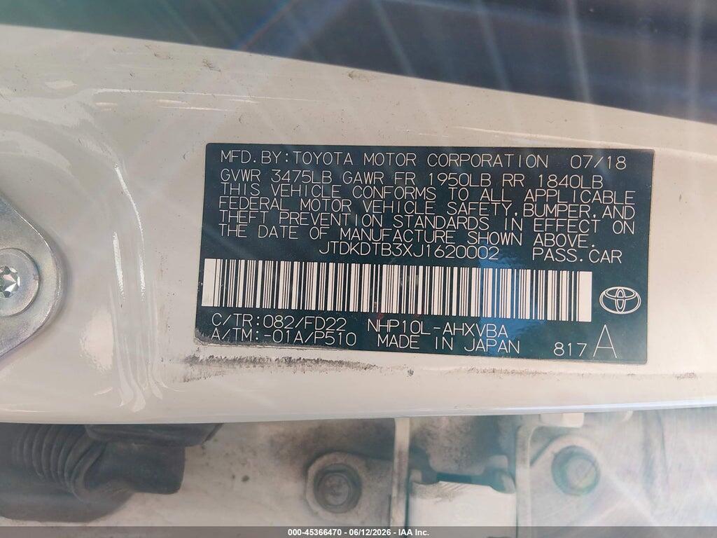 JTDKDTB3XJ1620002 2018 TOYOTA PRIUS C photo no. 9