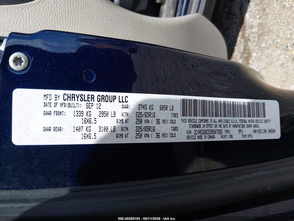 2C4RDGBG5DR507583 2013 DODGE GRAND CARAVAN photo no. 9