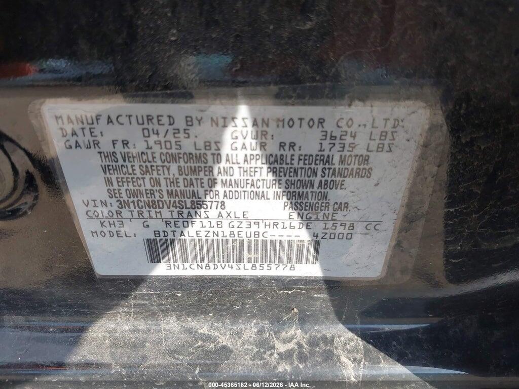3N1CN8DV4SL855778 2025 NISSAN VERSA photo no. 9