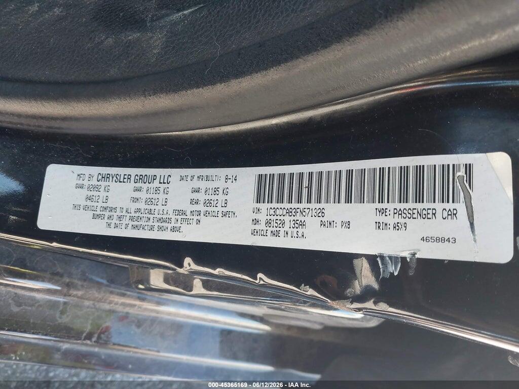 1C3CCCAB3FN571326 2015 CHRYSLER 200 photo no. 9