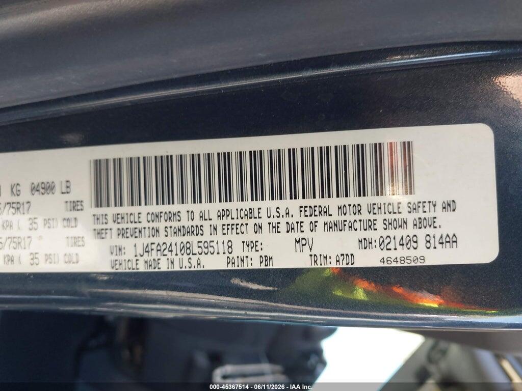 1J4FA24108L595118 2008 JEEP WRANGLER photo no. 9