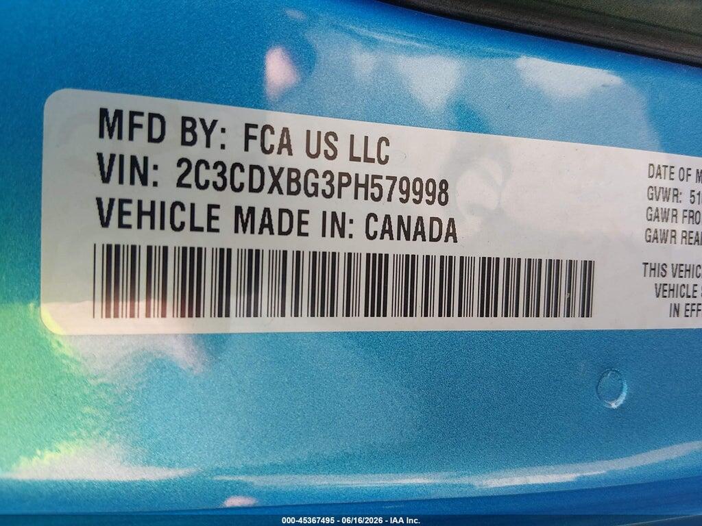 2C3CDXBG3PH579998 2023 DODGE CHARGER photo no. 9