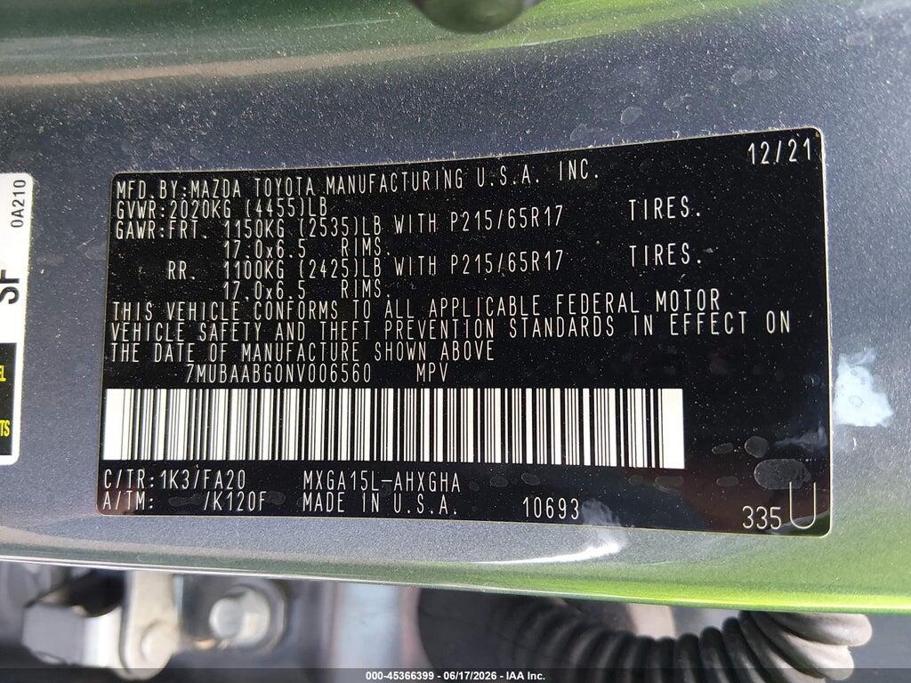 7MUBAABG0NV006560 2022 TOYOTA COROLLA CROSS photo no. 9