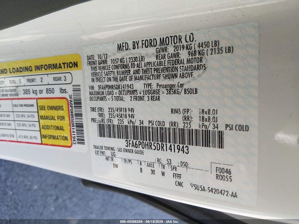 3FA6P0HR5DR141943 2013 FORD FUSION photo no. 9