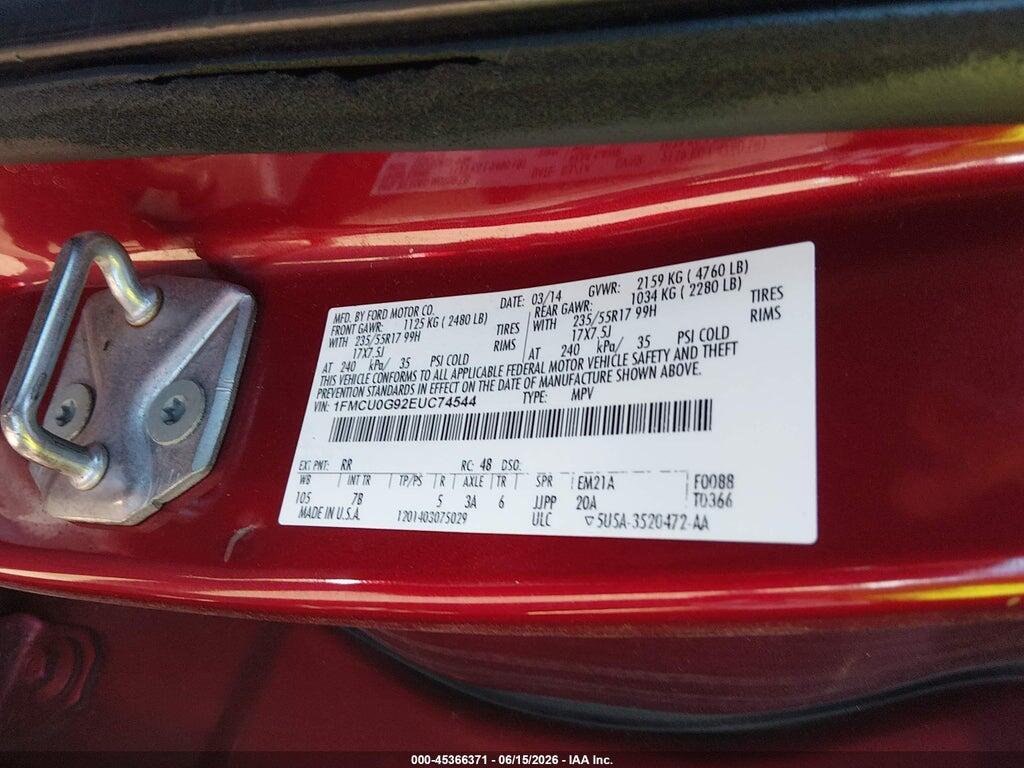 1FMCU0G92EUC74544 2014 FORD ESCAPE photo no. 9