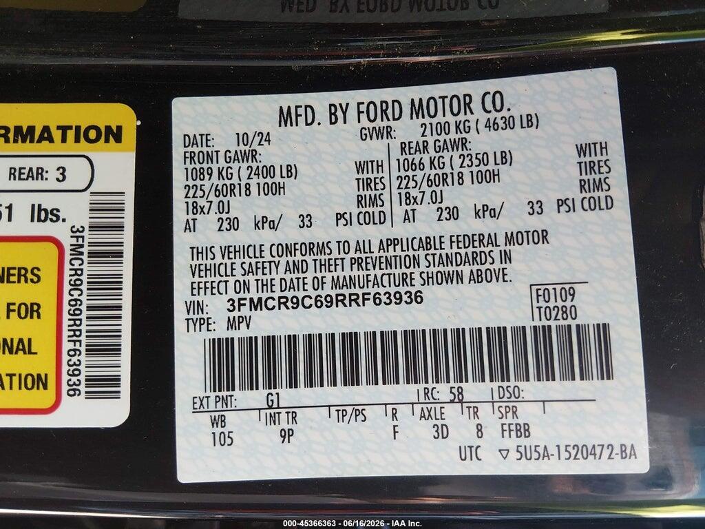 3FMCR9C69RRF63936 2024 FORD BRONCO SPORT photo no. 9