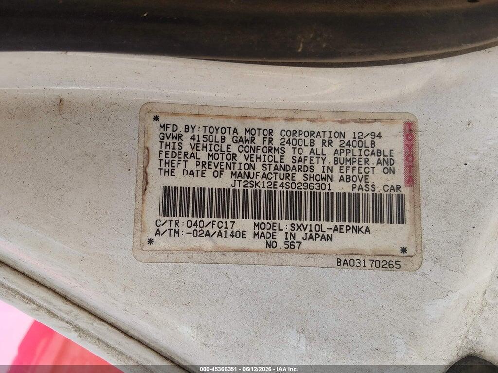 JT2SK12E4S0296301 1995 TOYOTA CAMRY photo no. 9