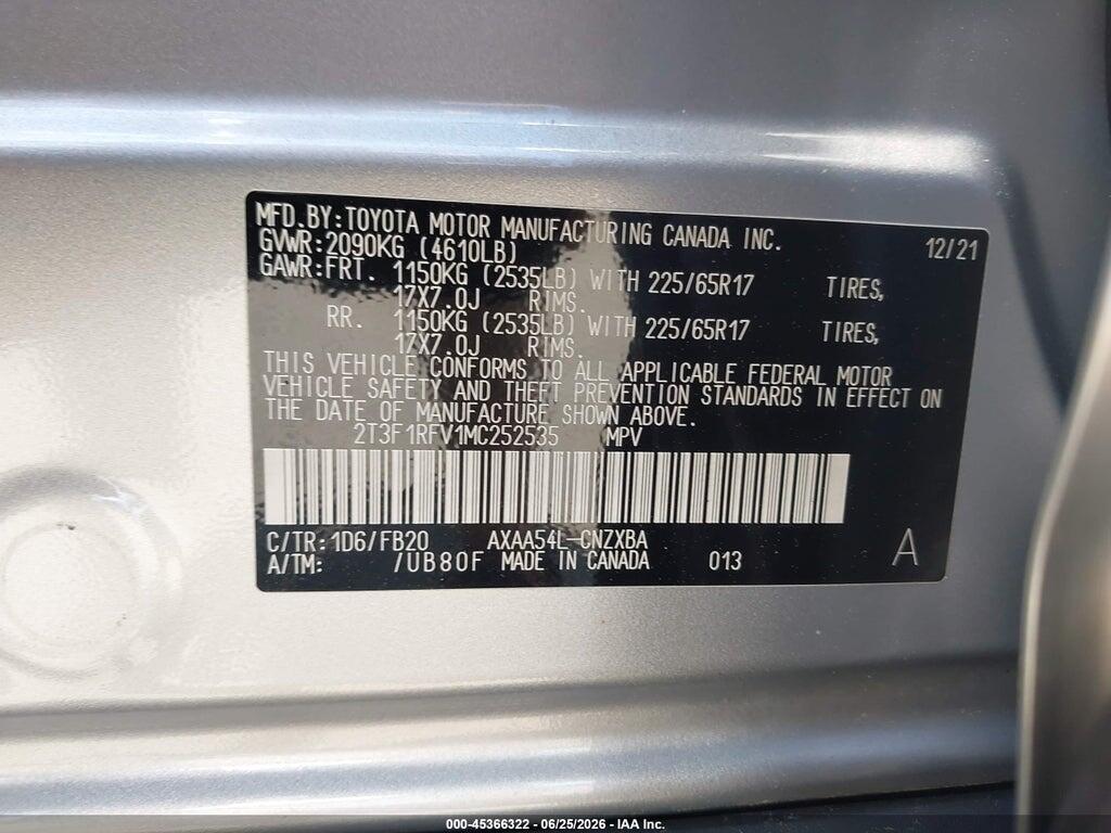 2T3F1RFV1MC252535 2021 TOYOTA RAV4 photo no. 9